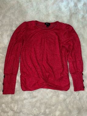 Bwear Hot Pink Twist-Front Long Sleeve Knit Top